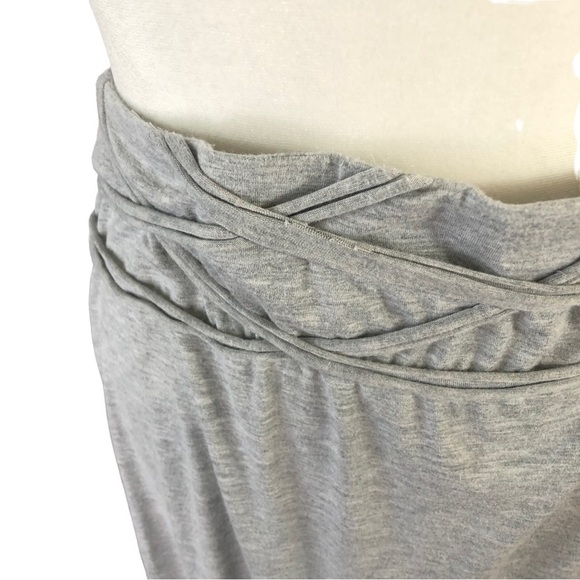 Max Studio Soft Knit Maxi Skirt Women L GreyHeather Added Fabric Detail at Waist - Picture 2 of 7